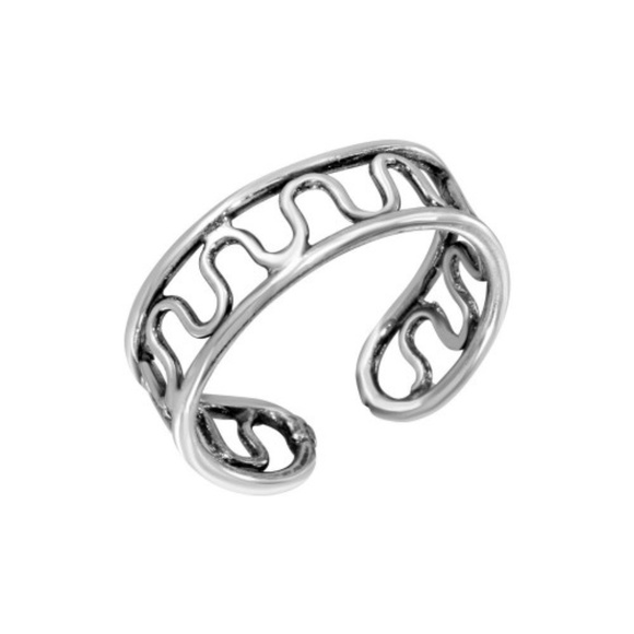 Unique Wave Toe Ring Solid 925 Sterling Silver Plain Wave Toe Band